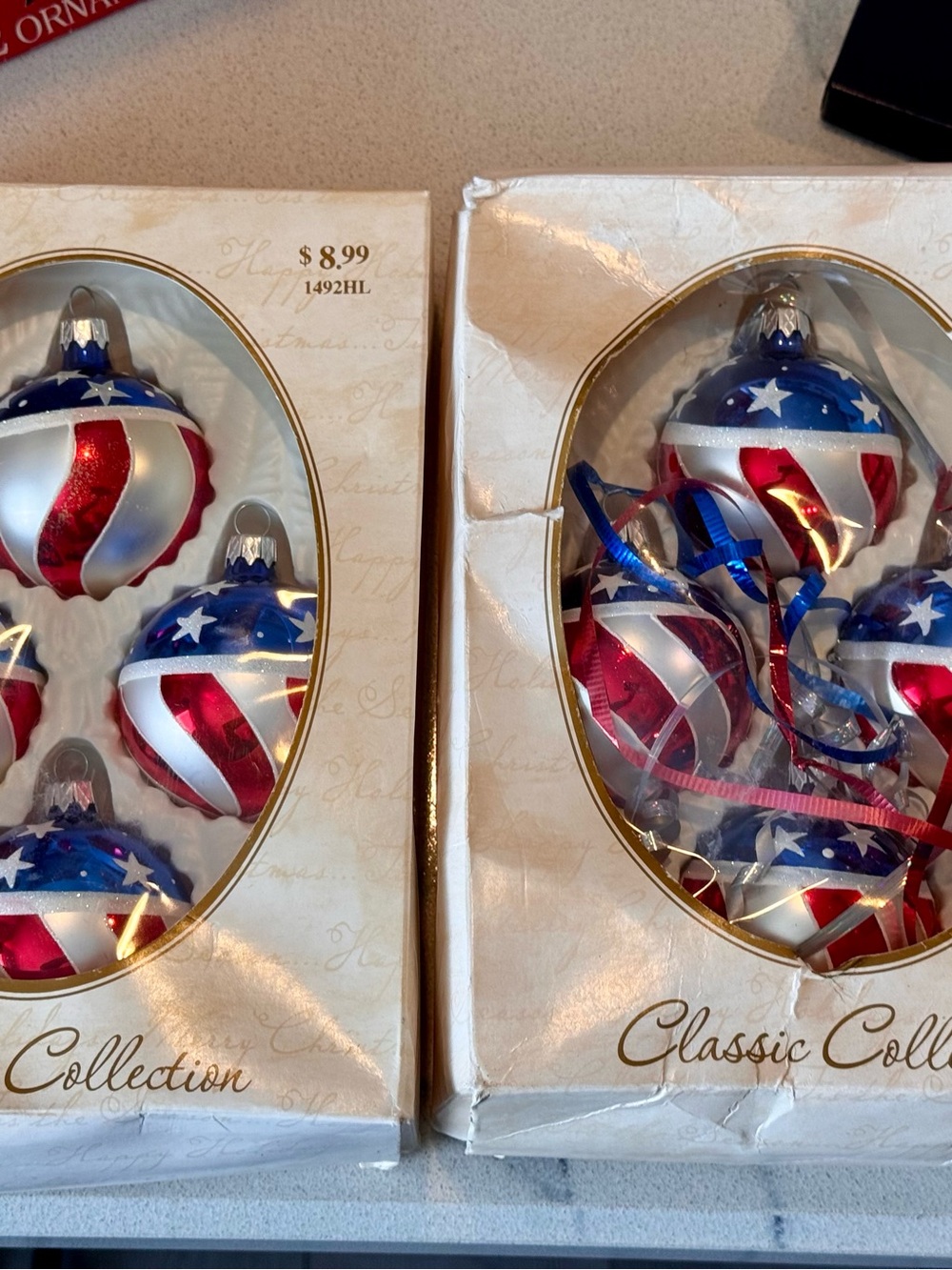 🇺🇸 USA American Red, White & Blue Star Stripe Glass Ornaments - 2004 - 2” - Picture 15 of 15
